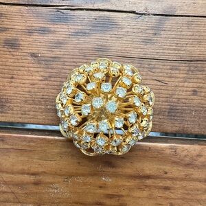 Goldstone Rhinestone Brooch